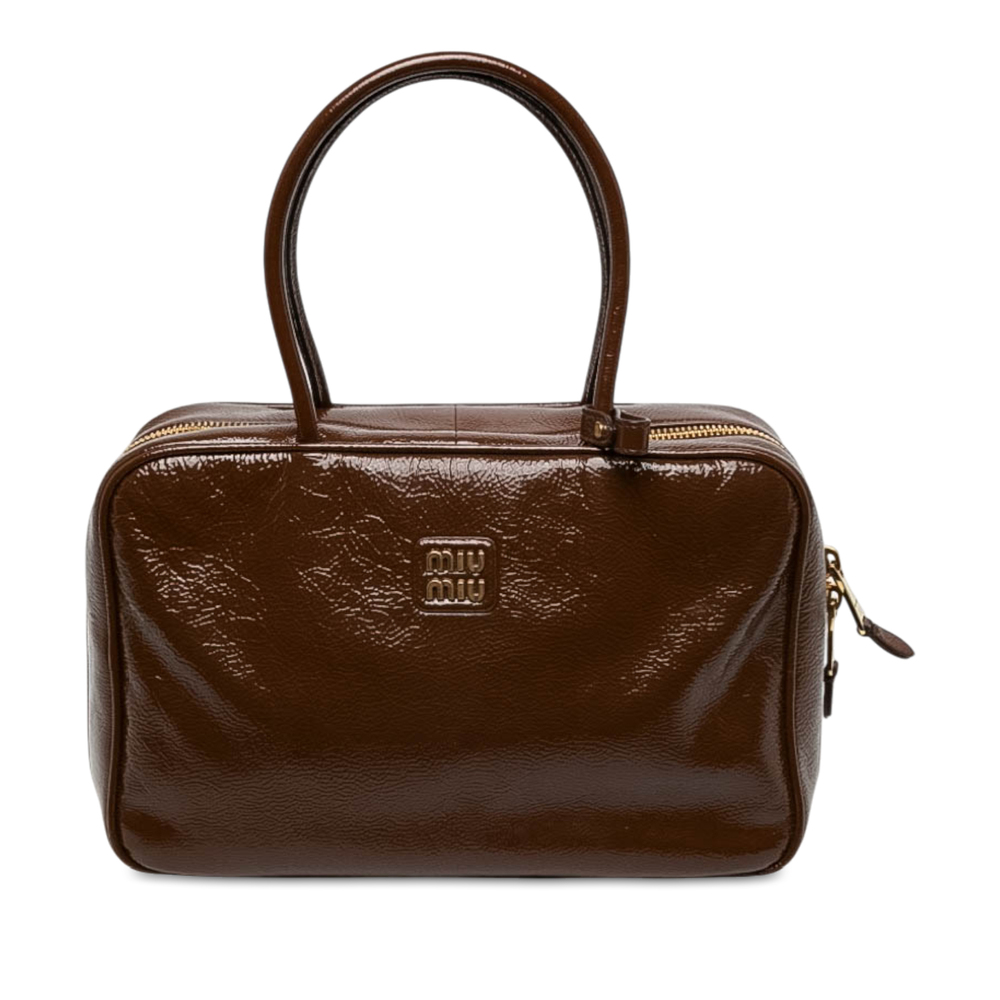 Pre-Loved Miu Miu Large Naplak Patent Logo Beau Handbag